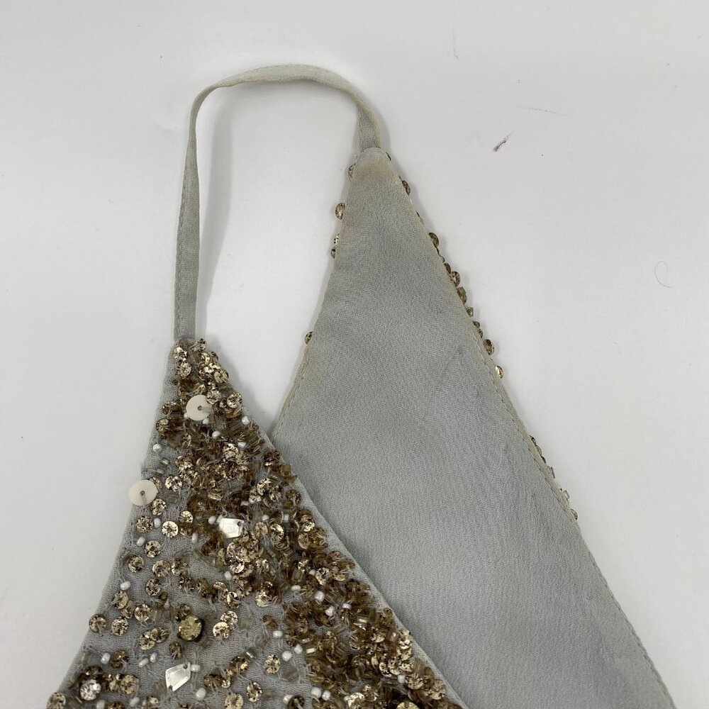 BHLDN Gray Gold Beaded Tulle Maxi Dress | Size 14 - Picture 8 of 12